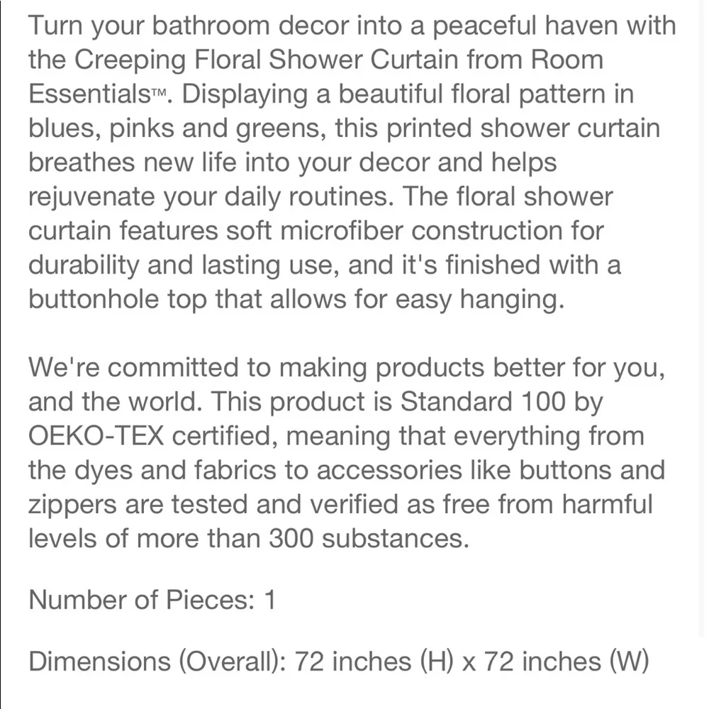 NWT Floral shower curtain
